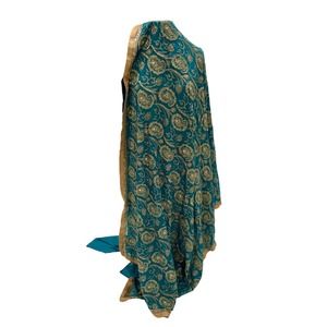 Women's Green-Blue Paisley Design Indian Sari-Saree